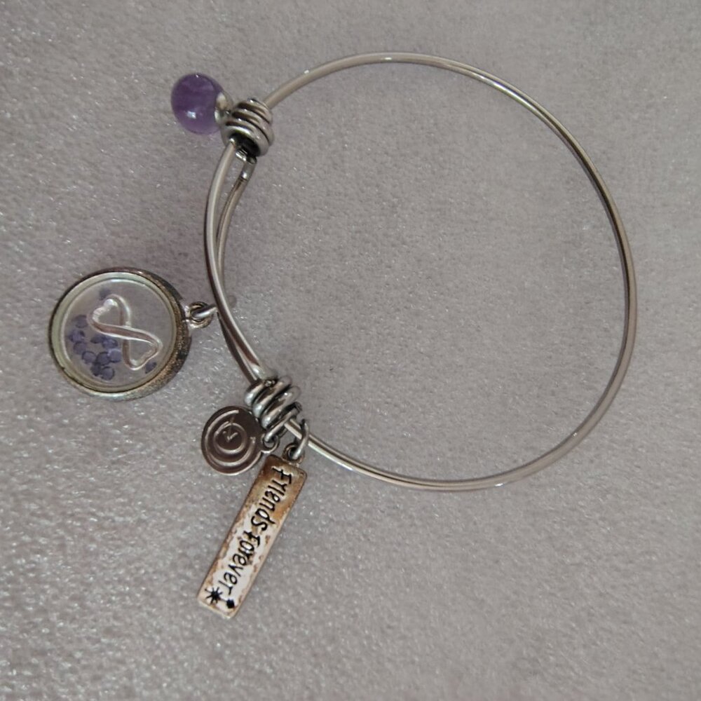 Silver Bracelet Expandable Bangle  Friends Forever